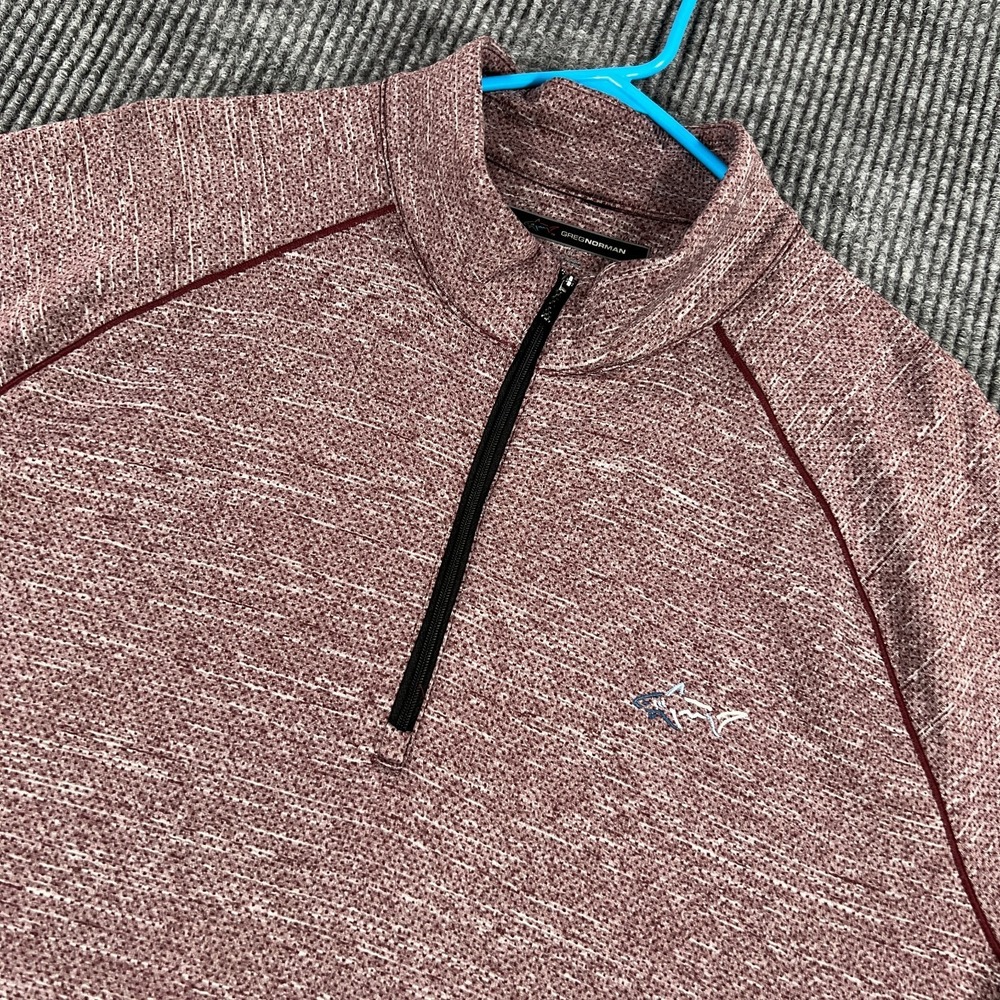 Greg Norman Pullover Sweatshirt Mens Large Red Long Sleeve 1/4‎ Zip Golf Casual
